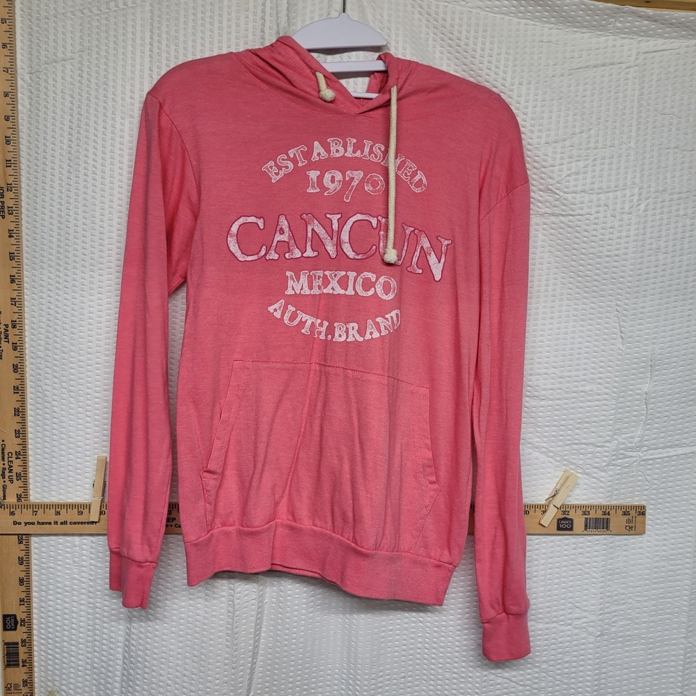 Caribbean Side Cancun Mexico Pink Graphic Hoodie Sweatshirt Small